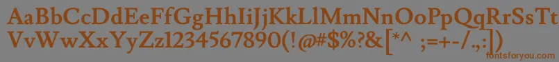 フォントLusitanaBold – 茶色の文字が灰色の背景にあります。