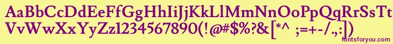 LusitanaBold Font – Purple Fonts on Yellow Background