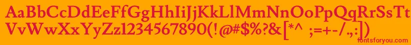 フォントLusitanaBold – オレンジの背景に赤い文字