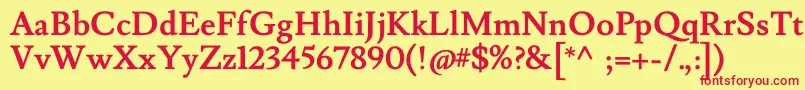 LusitanaBold-Schriftart – Rote Schriften auf gelbem Hintergrund