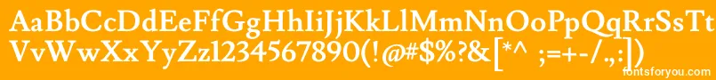Czcionka LusitanaBold – białe czcionki na pomarańczowym tle