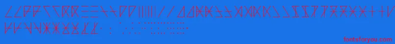MadeonRunesRegular-Schriftart – Rote Schriften auf blauem Hintergrund