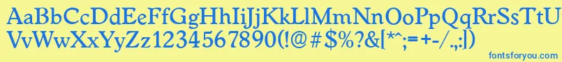 WorcesterserialMediumRegular Font – Blue Fonts on Yellow Background
