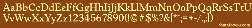 Fonte WorcesterserialMediumRegular – fontes amarelas em um fundo marrom