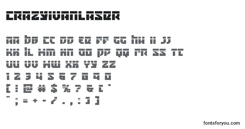 A fonte Crazyivanlaser – alfabeto, números, caracteres especiais