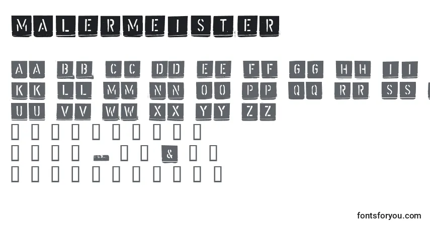Czcionka Malermeister – alfabet, cyfry, specjalne znaki
