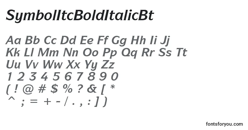 A fonte SymbolItcBoldItalicBt – alfabeto, números, caracteres especiais