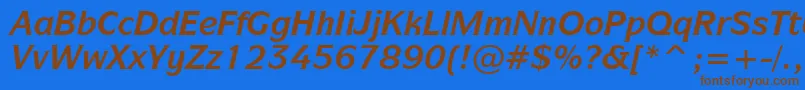 フォントSymbolItcBoldItalicBt – 茶色の文字が青い背景にあります。