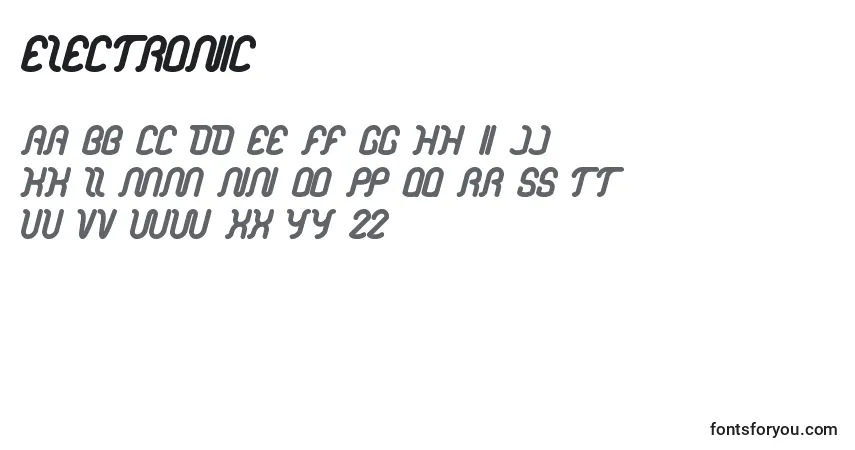 Schriftart Electronic – Alphabet, Zahlen, spezielle Symbole