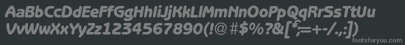 B691SansHeavyItalic-fontti – harmaat kirjasimet mustalla taustalla