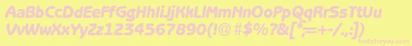 B691SansHeavyItalic-fontti – vaaleanpunaiset fontit keltaisella taustalla