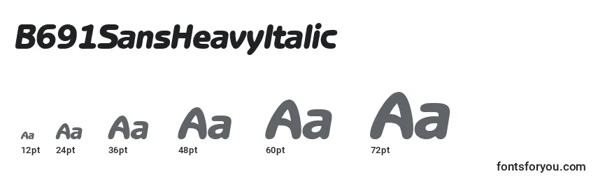 B691SansHeavyItalic Font Sizes