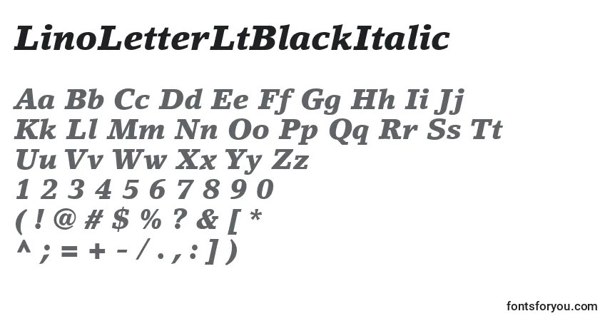 Шрифт LinoLetterLtBlackItalic – алфавит, цифры, специальные символы