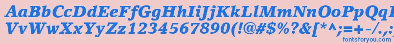 フォントLinoLetterLtBlackItalic – ピンクの背景に青い文字