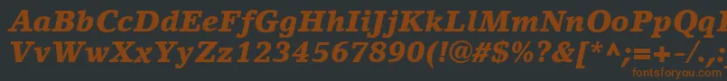 LinoLetterLtBlackItalic-fontti – ruskeat fontit mustalla taustalla