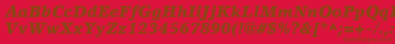 Fonte LinoLetterLtBlackItalic – fontes marrons em um fundo vermelho
