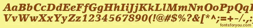 Fonte LinoLetterLtBlackItalic – fontes marrons em um fundo amarelo