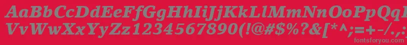 Fonte LinoLetterLtBlackItalic – fontes cinzas em um fundo vermelho