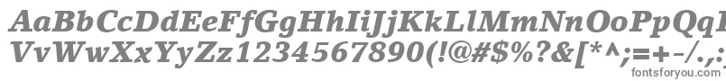 LinoLetterLtBlackItalic-fontti – harmaat kirjasimet valkoisella taustalla