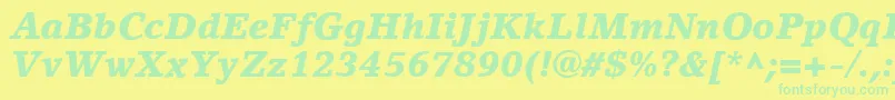 Fonte LinoLetterLtBlackItalic – fontes verdes em um fundo amarelo