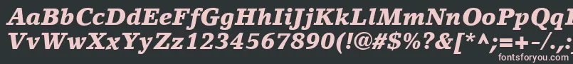 LinoLetterLtBlackItalic-fontti – vaaleanpunaiset fontit mustalla taustalla
