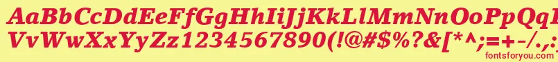 フォントLinoLetterLtBlackItalic – 赤い文字の黄色い背景
