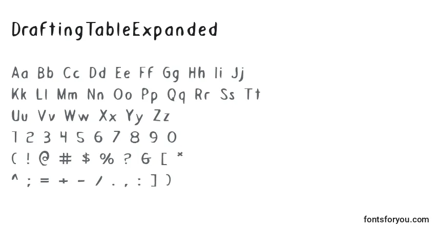 Czcionka DraftingTableExpanded – alfabet, cyfry, specjalne znaki