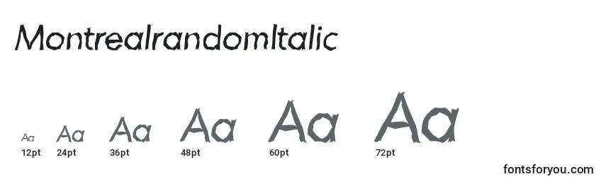 Размеры шрифта MontrealrandomItalic