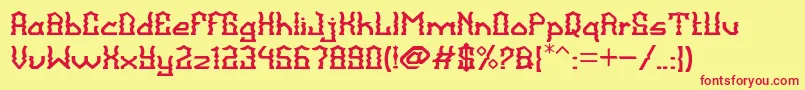 フォントBalangkartaFont – 赤い文字の黄色い背景