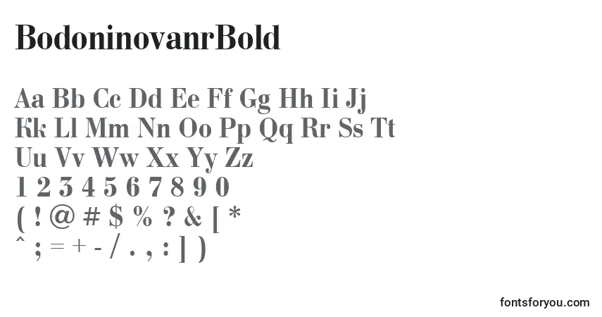 Czcionka BodoninovanrBold – alfabet, cyfry, specjalne znaki