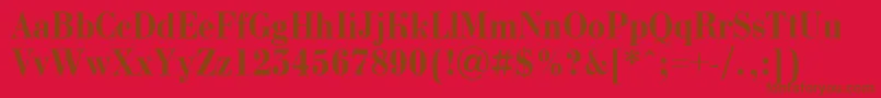 BodoninovanrBold-Schriftart – Braune Schriften auf rotem Hintergrund