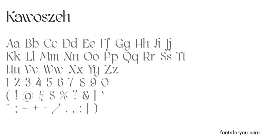 Czcionka Kawoszeh (104763) – alfabet, cyfry, specjalne znaki