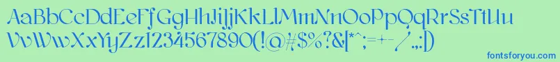 フォントKawoszeh – 青い文字は緑の背景です。