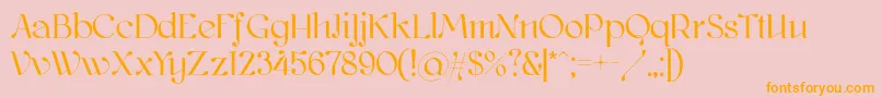 Kawoszeh-Schriftart – Orangefarbene Schriften auf rosa Hintergrund