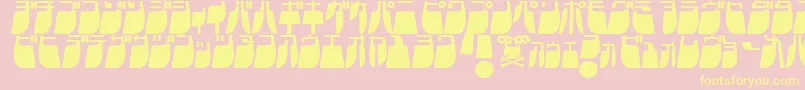 Frigkatl-Schriftart – Gelbe Schriften auf rosa Hintergrund