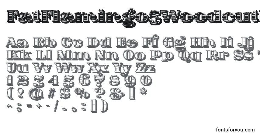 Schriftart FatFlamingo5WoodcutInner – Alphabet, Zahlen, spezielle Symbole
