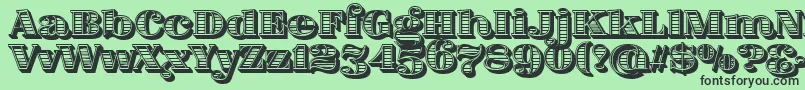 FatFlamingo5WoodcutInner Font – Black Fonts on Green Background