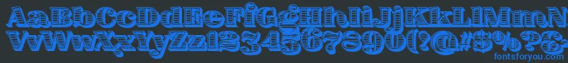 FatFlamingo5WoodcutInner Font – Blue Fonts on Black Background