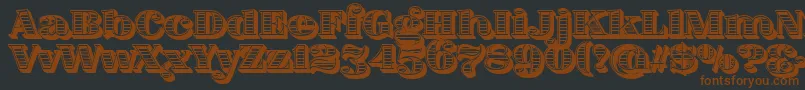 FatFlamingo5WoodcutInner Font – Brown Fonts on Black Background
