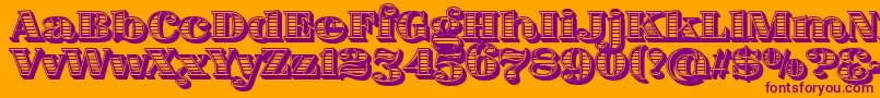 FatFlamingo5WoodcutInner Font – Purple Fonts on Orange Background