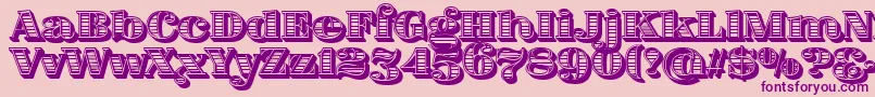 FatFlamingo5WoodcutInner-Schriftart – Violette Schriften auf rosa Hintergrund