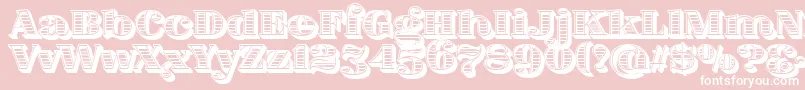 Police FatFlamingo5WoodcutInner – polices blanches sur fond rose