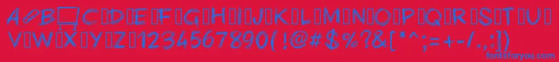 フォントPwchalk – 赤い背景に青い文字