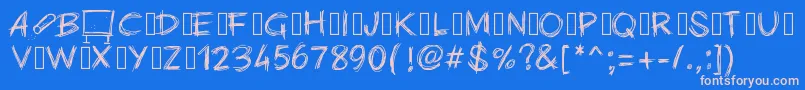 Czcionka Pwchalk – różowe czcionki na niebieskim tle