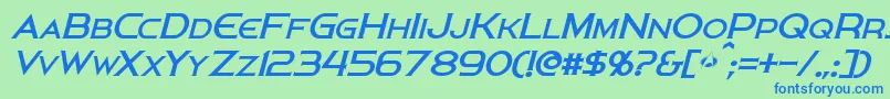 フォントPersisItalic – 青い文字は緑の背景です。