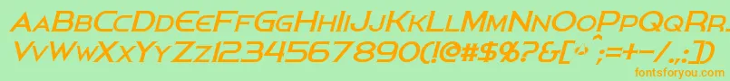 フォントPersisItalic – オレンジの文字が緑の背景にあります。