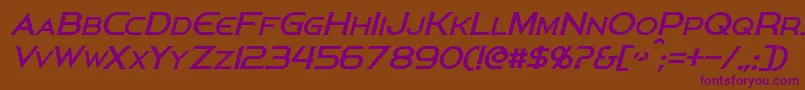 PersisItalic-Schriftart – Violette Schriften auf braunem Hintergrund