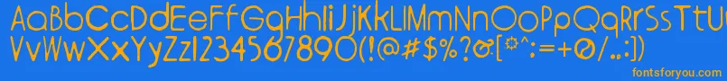 フォントYmpyroity – オレンジ色の文字が青い背景にあります。