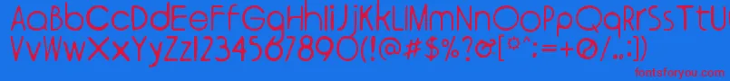 Ympyroity-Schriftart – Rote Schriften auf blauem Hintergrund
