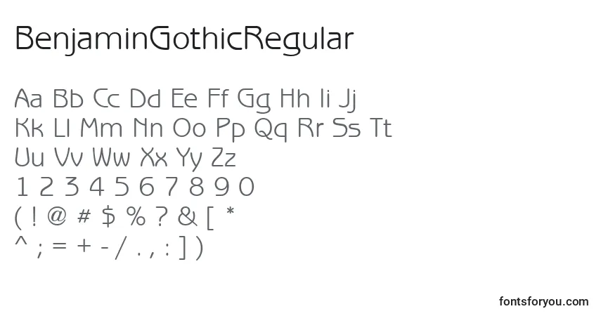 Schriftart BenjaminGothicRegular – Alphabet, Zahlen, spezielle Symbole